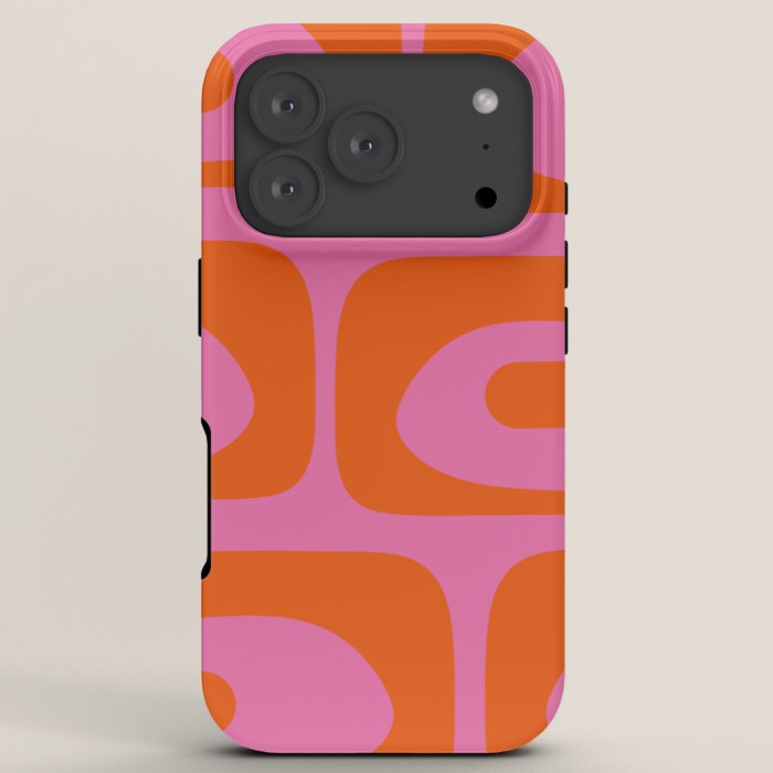 Mid-Century Modern Piquet Minimalist Abstract in Hot Pink and Retro Red Orange iPhone Case Gallery Image 7