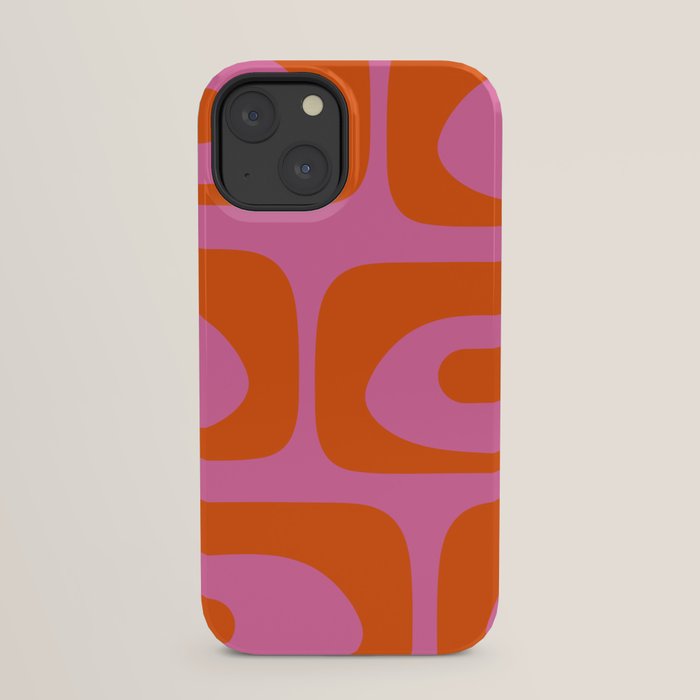 Mid-Century Modern Piquet Minimalist Abstract in Hot Pink and Retro Red Orange iPhone Case Gallery Image 21