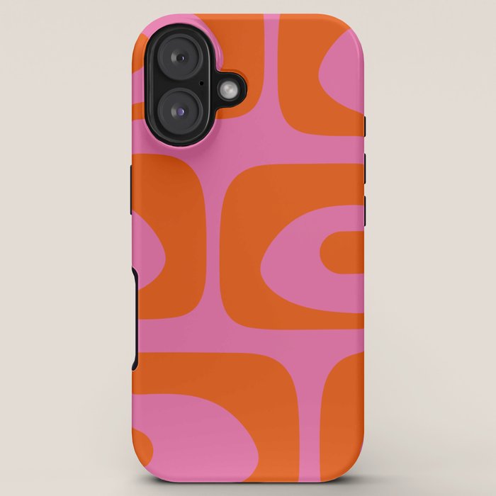 Mid-Century Modern Piquet Minimalist Abstract in Hot Pink and Retro Red Orange iPhone Case Gallery Image 5