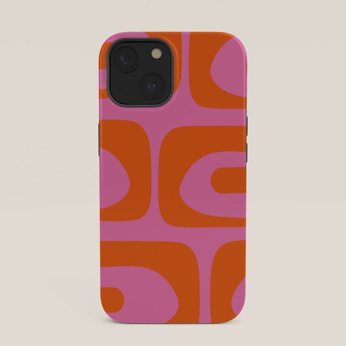 Mid-Century Modern Piquet Minimalist Abstract in Hot Pink and Retro Red Orange iPhone Case Gallery Image 33