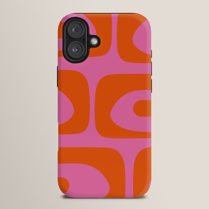 Mid-Century Modern Piquet Minimalist Abstract in Hot Pink and Retro Red Orange iPhone Case Gallery Image 14