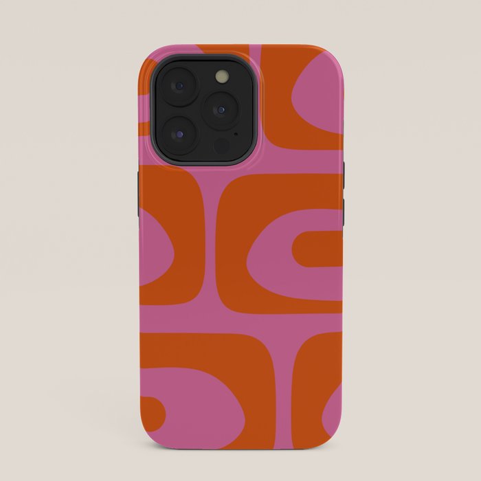 Mid-Century Modern Piquet Minimalist Abstract in Hot Pink and Retro Red Orange iPhone Case Gallery Image 35