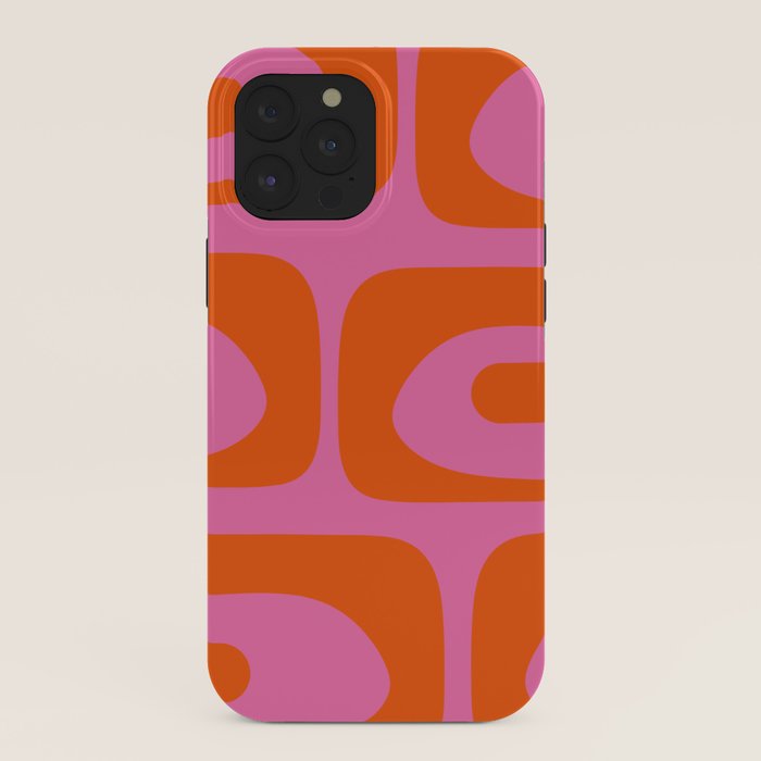 Mid-Century Modern Piquet Minimalist Abstract in Hot Pink and Retro Red Orange iPhone Case Gallery Image 40