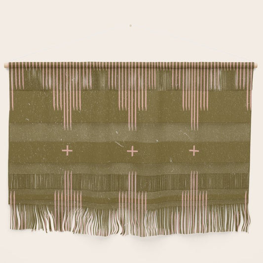 Southwestern Minimalist Retro Green & Pink Wall Hanging Gallery Image 1