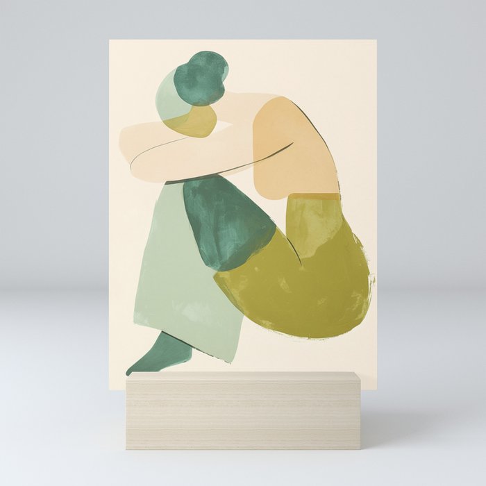 Sage Green Abstract Woman Painting Mini Art Print Gallery Image 5
