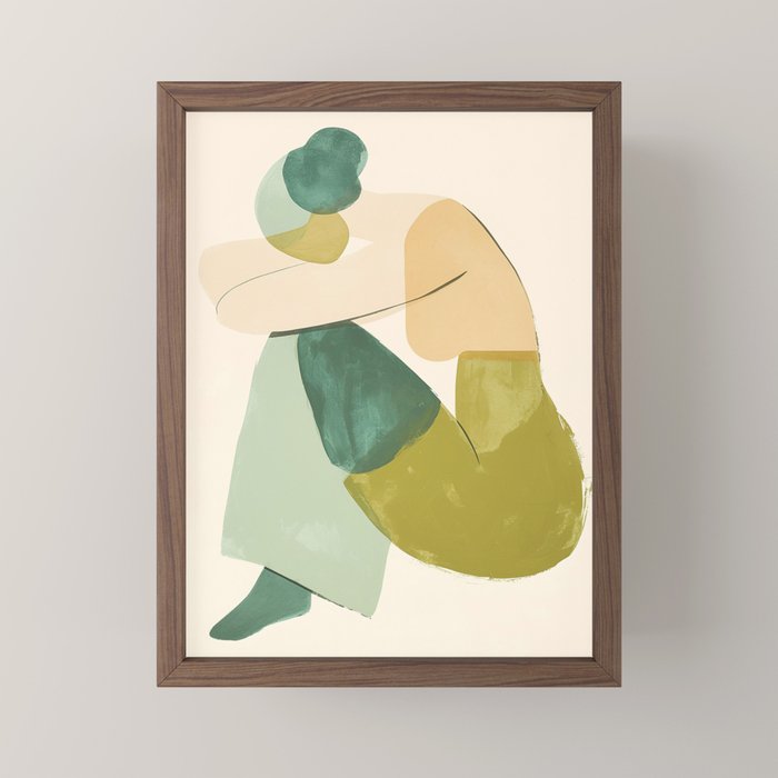 Sage Green Abstract Woman Painting Mini Art Print Gallery Image 2