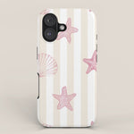 Blush Pink Seashell & Starfish on Beige and White iPhone Case Gallery Image 1