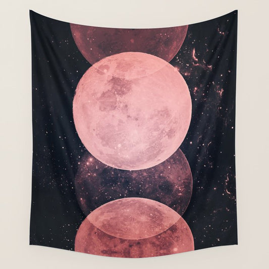 Pink Moon Phases Wall Tapestry Gallery Image 1