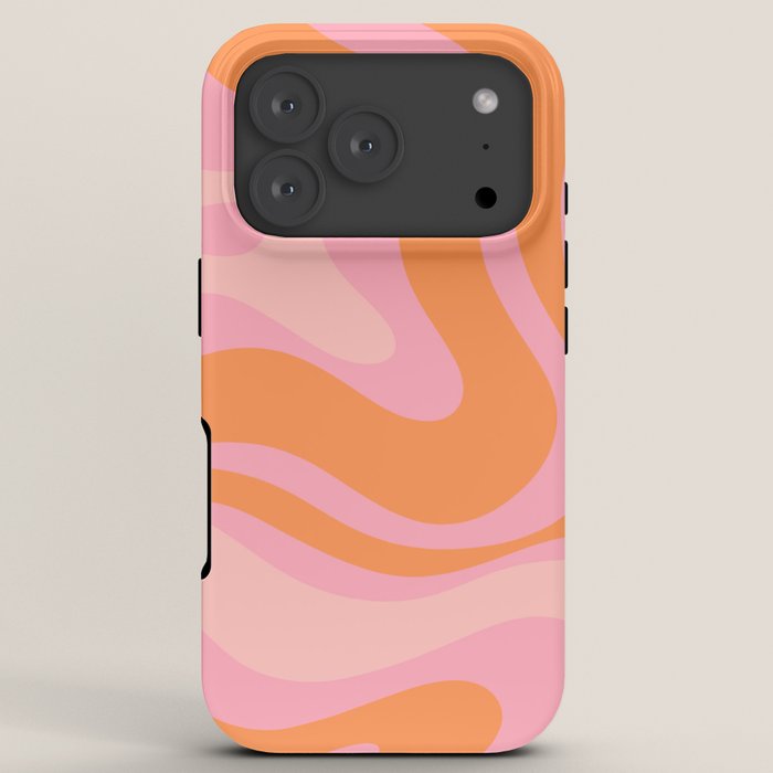 Modern Liquid Swirl Abstract Pattern Square in Retro Pink and Orange iPhone Case Gallery Image 7