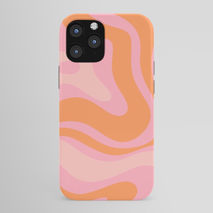 Modern Liquid Swirl Abstract Pattern Square in Retro Pink and Orange iPhone Case Gallery Image 43