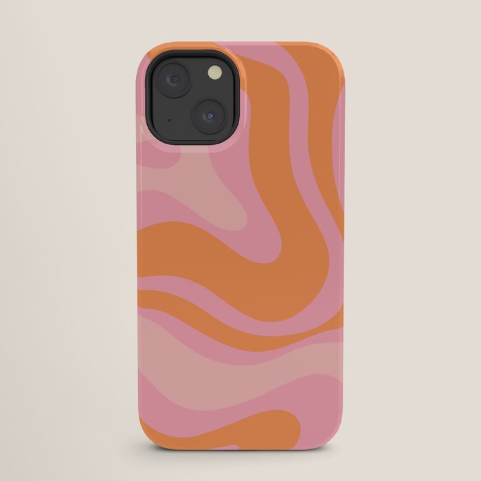 Modern Liquid Swirl Abstract Pattern Square in Retro Pink and Orange iPhone Case Gallery Image 25