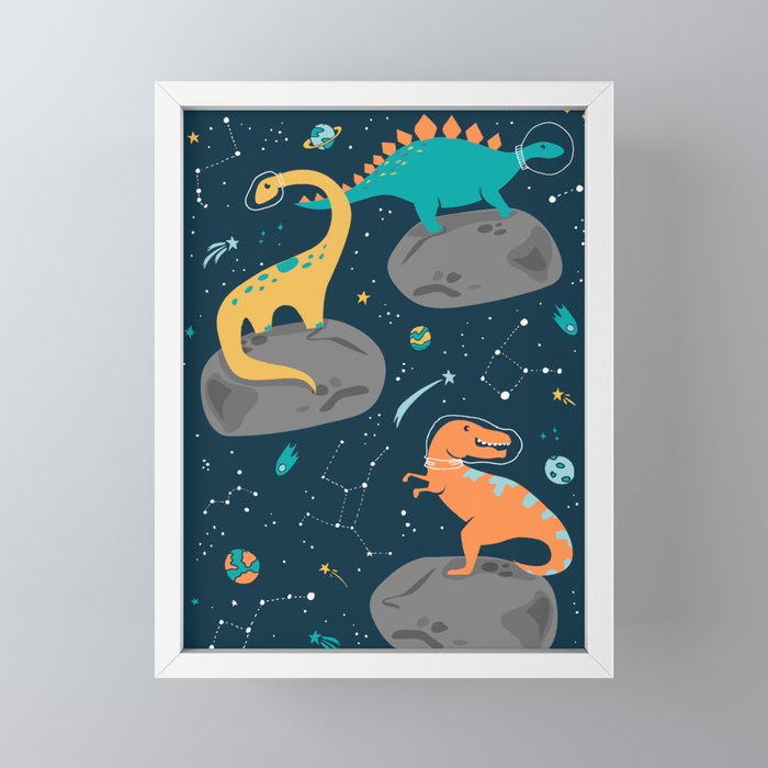 Dinosaurs Floating on an Asteroid Mini Art Print Gallery Image 4