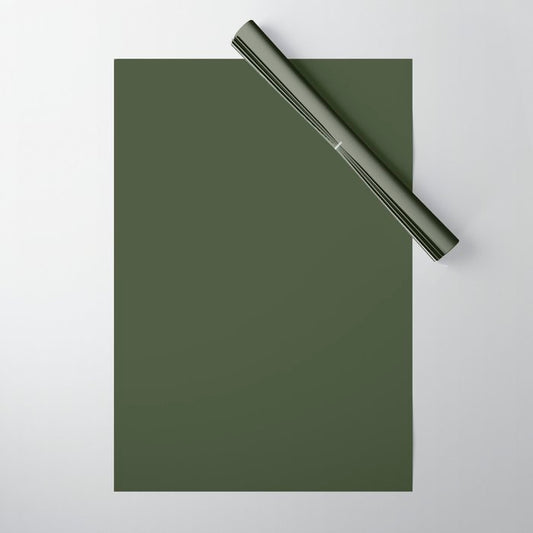Dark Natural Green Solid Color Wrapping Paper Gallery Image 1