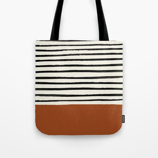 Burnt Orange x Stripes Tote Bag Gallery Image 1