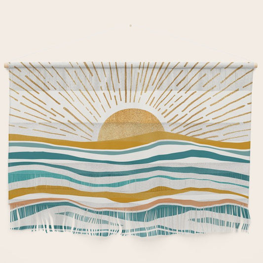 The Sun and The Sea - Gold and Teal Wall Hanging Gallery Image 2