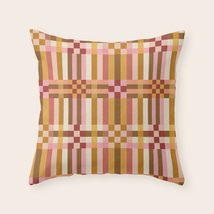 Woven Checks and Stripes - Harvest Gold Throw Pillow Gallery Image 2