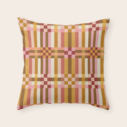 Woven Checks and Stripes - Harvest Gold Throw Pillow Gallery Image 3
