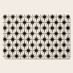 Midcentury Modern Atomic Age Starburst Pattern in Black and Almond Cream Cutting Board Gallery Image 1