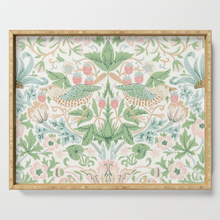 William Morris Strawberry Thief Cochineal Willow Serving Tray Gallery Image 1