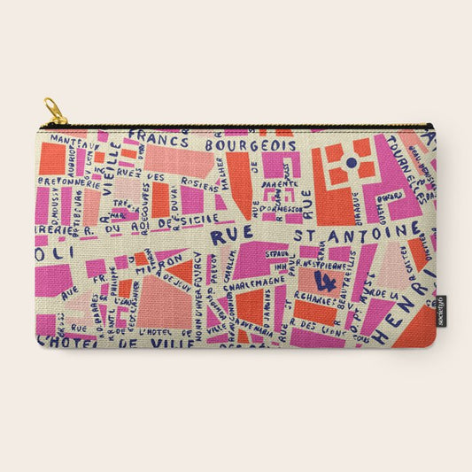 paris map pink Carry All Pouch Gallery Image 2