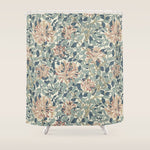 William Morris Vintage Honeysuckle Aqua Shower Curtain Gallery Image 1