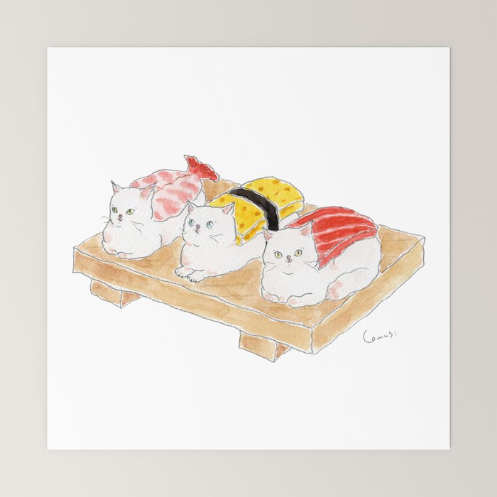 Sushi Nyanco -Sushi Cats- Mini Art Print Gallery Image 6