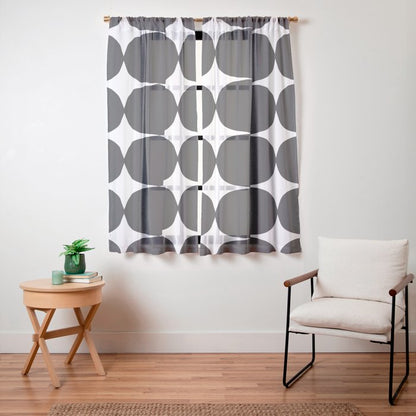 Retro '50s Shapes in Black and White Window Curtain Gallery Image 23