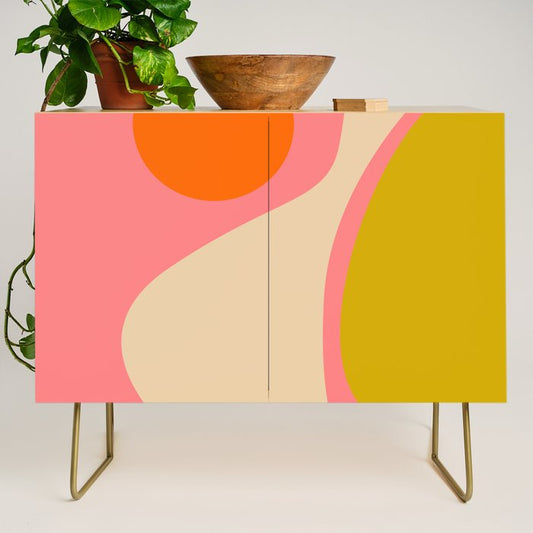 abstract composition modern blush pink Credenza Gallery Image 1