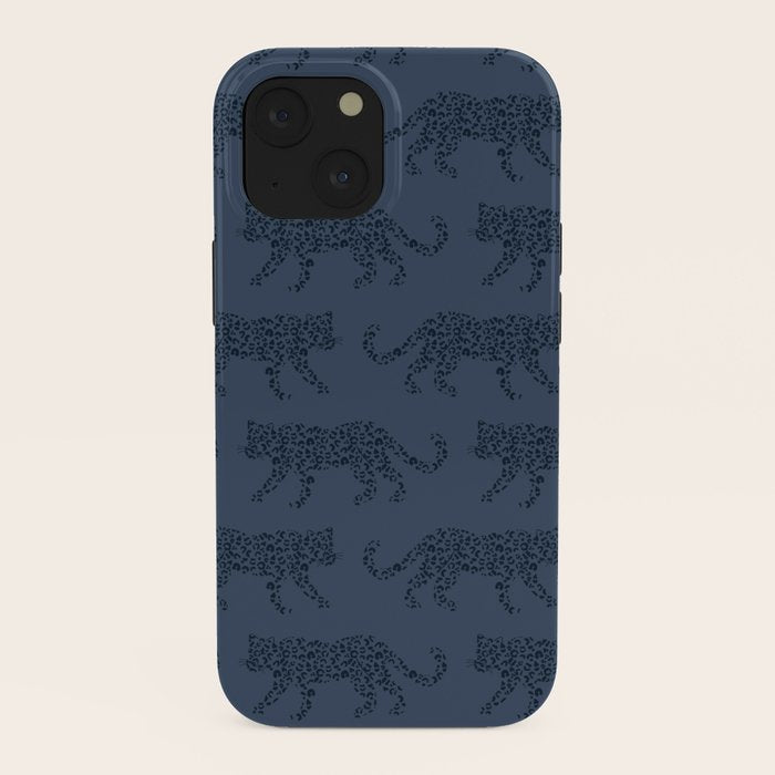 Leopard Parade - Dark Navy on Denim Blue iPhone Case Gallery Image 38