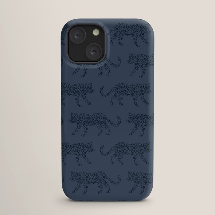 Leopard Parade - Dark Navy on Denim Blue iPhone Case Gallery Image 17