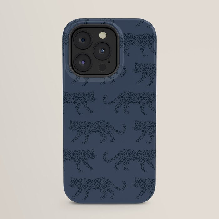 Leopard Parade - Dark Navy on Denim Blue iPhone Case Gallery Image 31