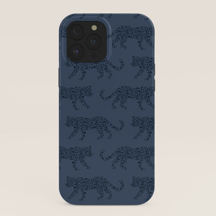 Leopard Parade - Dark Navy on Denim Blue iPhone Case Gallery Image 40