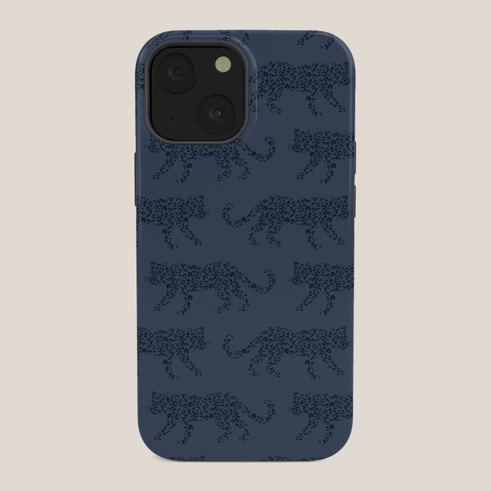 Leopard Parade - Dark Navy on Denim Blue iPhone Case Gallery Image 34