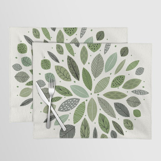 Mid-Century Green Leaves Placemat Gallery Image 2
