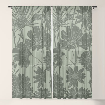 Floral Prints, Dark Green, Colour Prints Window Curtain Gallery Image 17