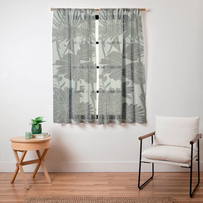 Floral Prints, Dark Green, Colour Prints Window Curtain Gallery Image 23