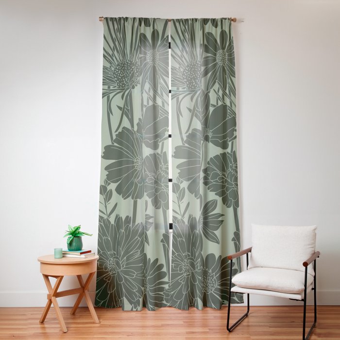 Floral Prints, Dark Green, Colour Prints Window Curtain Gallery Image 12