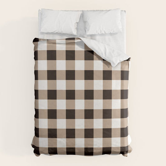 Gingham Large Tan Black White Duvet Cover Gallery Image 1