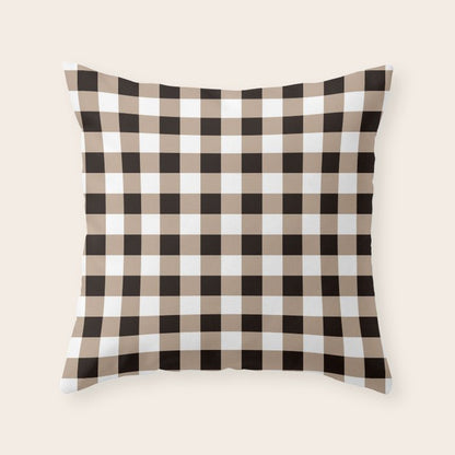 Gingham Large Tan Black White Throw Pillow Gallery Image 6