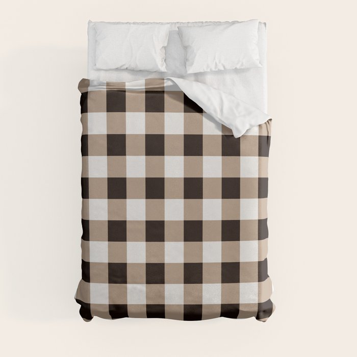 Gingham Large Tan Black White Duvet Cover Gallery Image 8