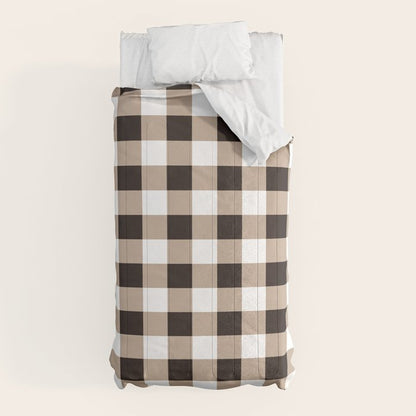 Gingham Large Tan Black White Comforter Gallery Image 10