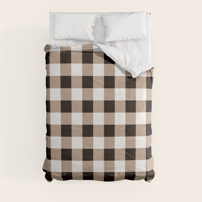 Gingham Large Tan Black White Comforter Gallery Image 8
