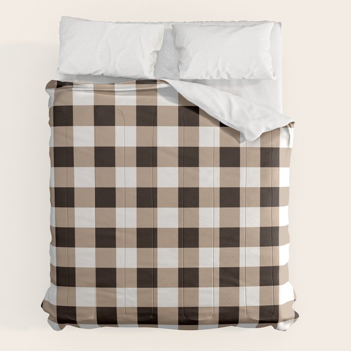 Gingham Large Tan Black White Comforter Gallery Image 7