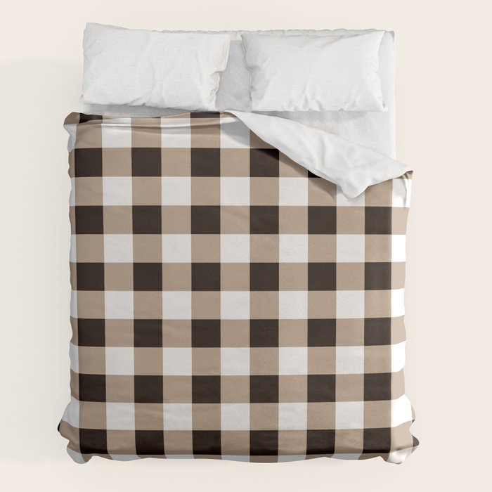 Gingham Large Tan Black White Duvet Cover Gallery Image 7