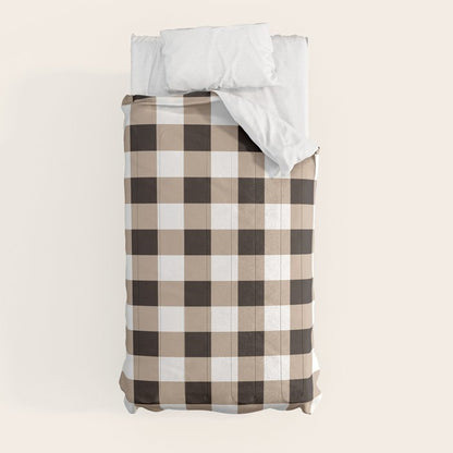 Gingham Large Tan Black White Comforter Gallery Image 9