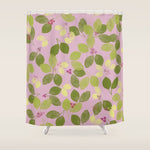 Summer Leaves and Berries on Pink Shower Curtain Gallery Image 1