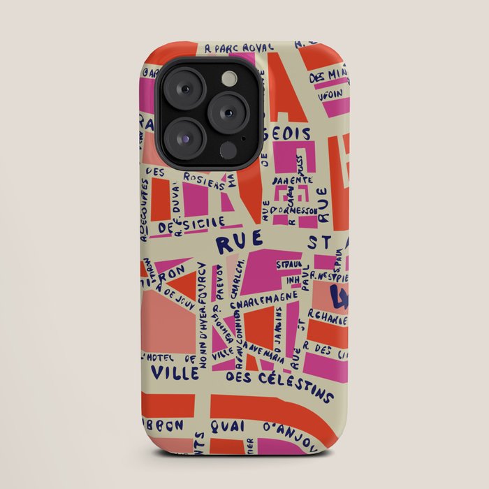 paris map pink iPhone Case Gallery Image 19