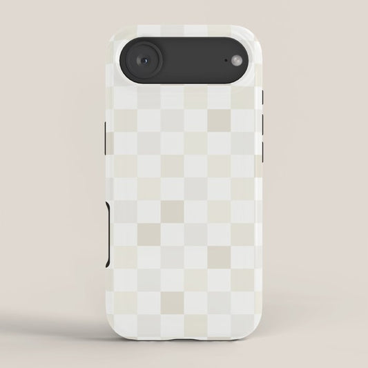 Checkerboard Check Pattern in Pale Light Neutral Beige White Tones iPhone Case Gallery Image 2