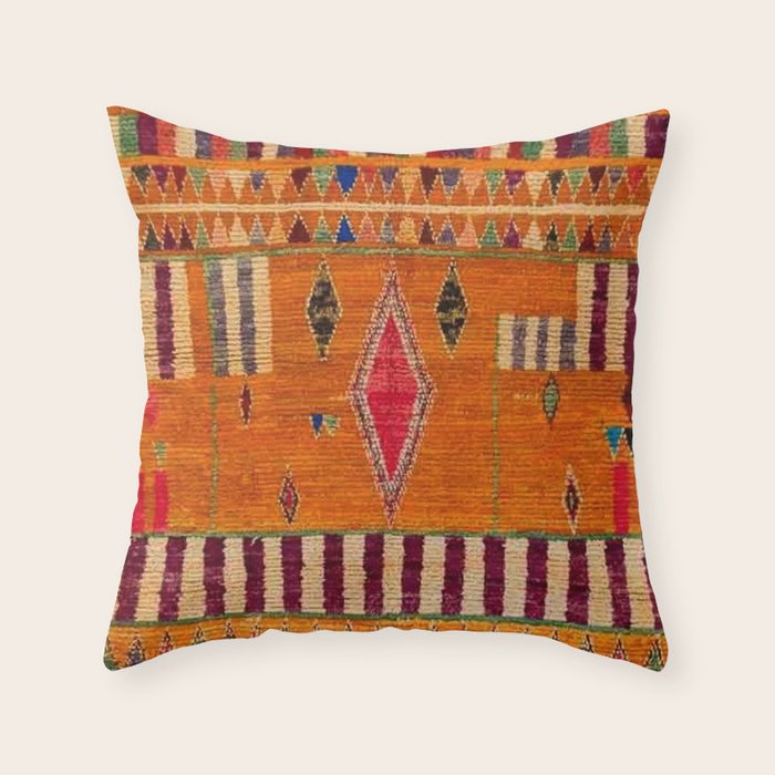 Orange Traditional Moroccan Design Throw Pillow Gallery Image 4