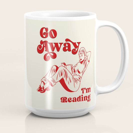Go Away I'm Reading - Funny Quote, Retro Typography Coffee Mug Gallery Image 2
